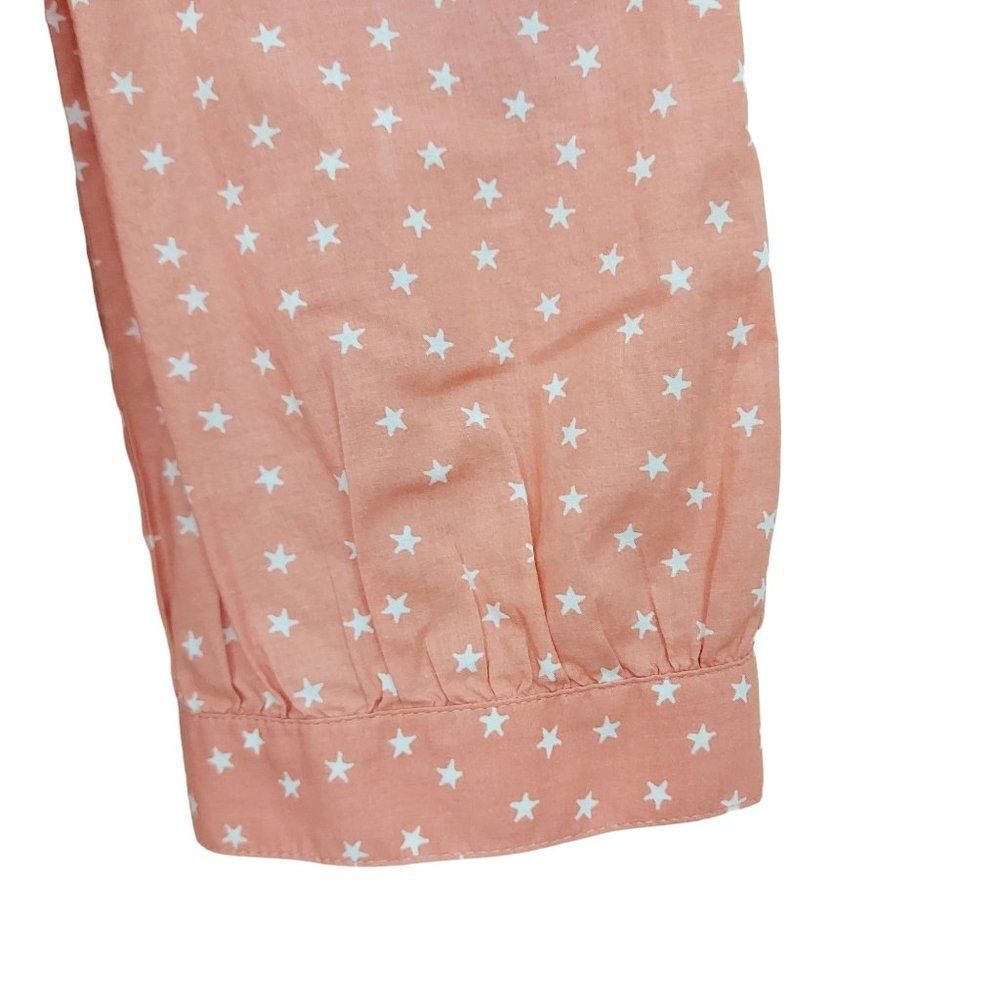 Madewell Wrap Blouse Womens Medium Peach Tie Front 3/4 Sleeve V-Neck Stars Boho - Picture 10 of 13